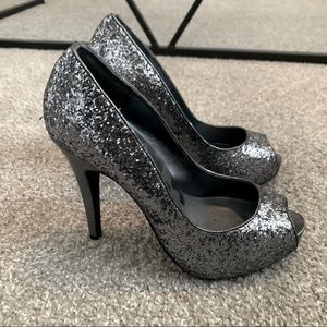 Michael Kors Silver Sparkle Platform Pumps